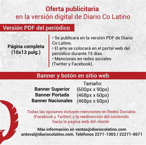 Diario Co Latino on Twitter Tenemos espacios disponibles anúnciate