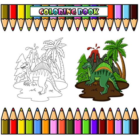 Spinosaure De Dessin Anim Pour Livre De Coloriage Vecteur Premium