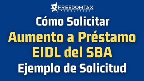 Solicitud De Aumento A Pr Stamo Eidl Del Sba Hasta K Ejemplo De