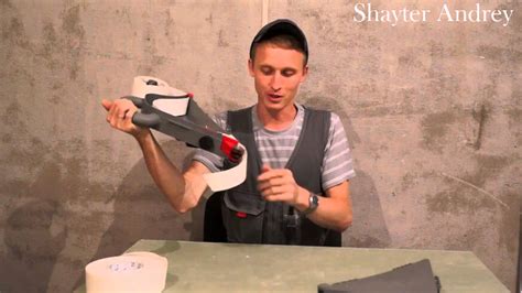 Проклеиваем швы гипсокартона Homax banjo 6500 - YouTube