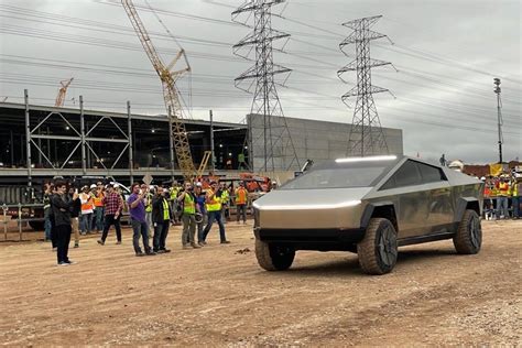 Elon Musk Drives Cybertruck Ev Prototype At Upcoming Tesla Gigafactory