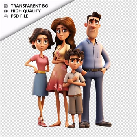 Familia Latina Triste D Estilo De Dibujos Animados Fondo Blanco Aislado Psd Premium Generado