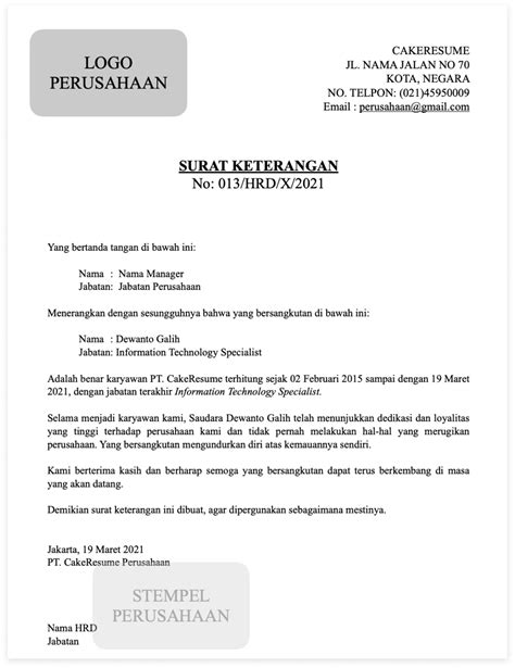 Detail Cara Buat Surat Keterangan Kerja Koleksi Nomer