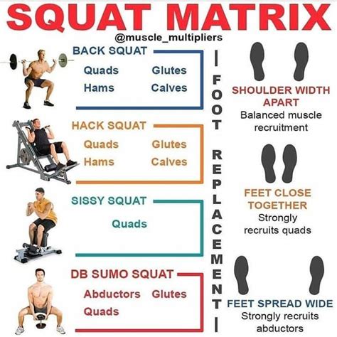 Squat Matrix Did You Know These Squat Variations Follow Diet Gym Tips Credits Muscle Multip