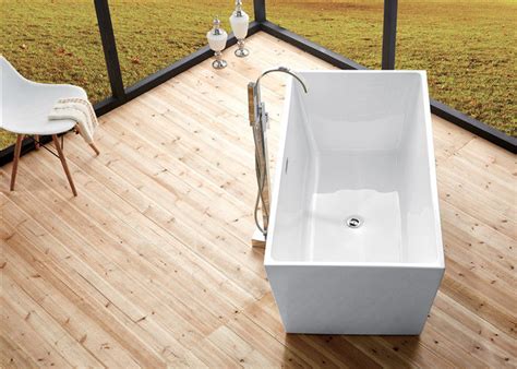 Fiberglass Freestanding Rectangular Tub Modern Stand Alone Tub In