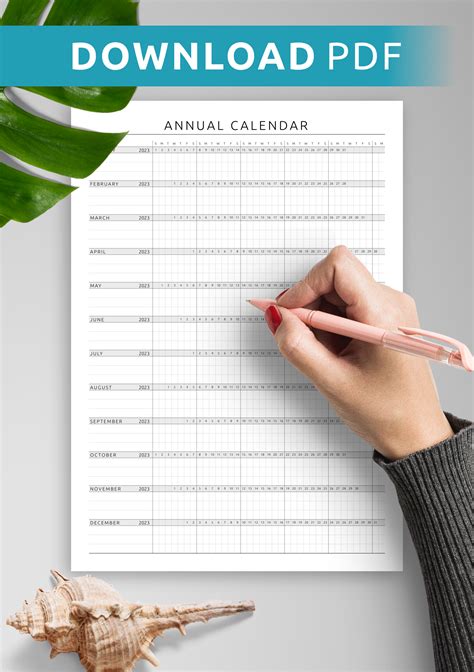 Download Printable Annual Calendar Template - Original Style PDF