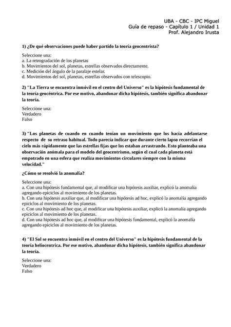 Gu A De Repaso Capitulo Y Unidad Uba Cbc Ipc Miguel Gu A De