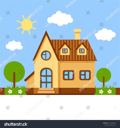 Vector Cartoon Brown House Front Background Stock Vector (Royalty Free ...