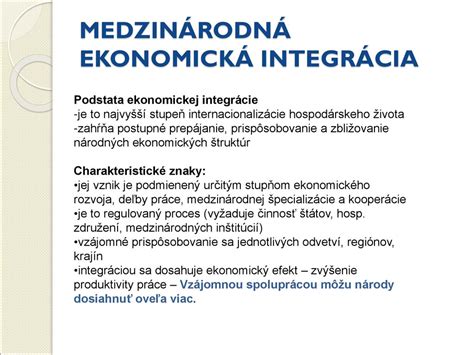 Medzinárodná ekonomická integrácia ppt stáhnout