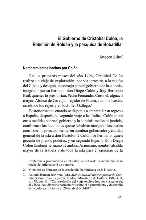 El Gobierno De Crist Bal Col N La Rebeli N De Rold N Y La