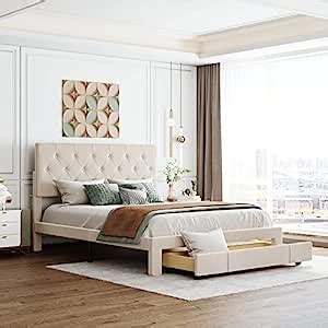 Merax Modern Upholstered Platform Bed With Big Drawer Headboard Velvet