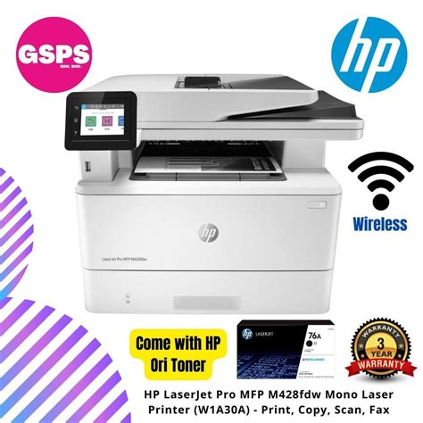 Hp Laserjet Pro Mfp M428fdw Mono Laser Printer W1a30a Print Copy Scan Fax Email Gs