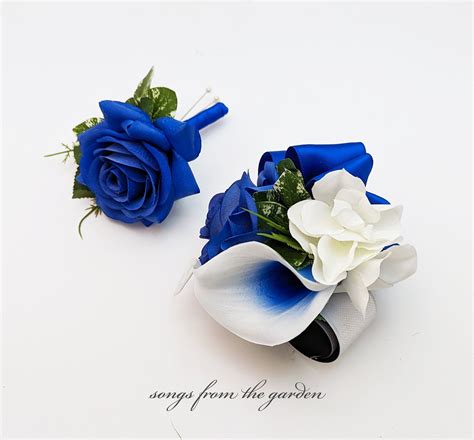 Wrist or Arm Corsage - Royal Blue Rose and Calla Lily Corsage or Bouto ...