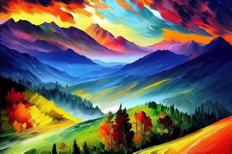 Premium Photo Sunset In Mountains In Alps Color Art