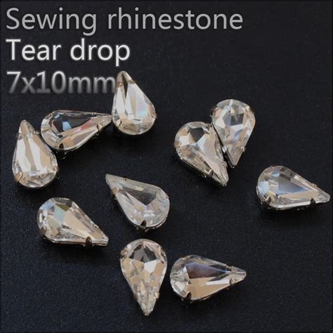 Upscale Sew On Rhinestones 30pcs Lot Crystal Tear Drop Shaped Flatback