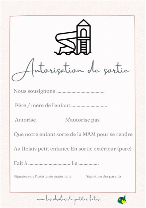 Autorisation De Sortie Contrat Assistante Maternelle Assistante