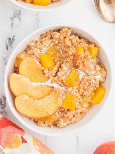 Peaches And Cream Instant Pot Oatmeal Belly Full