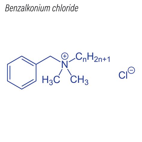 Vector Skeletal Formula Of Benzalkonium Chloride Antimicrobial 6474661 Vector Art At Vecteezy