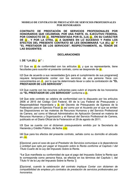 Modelo De Contrato De Prestacion De Servicios