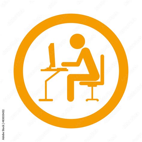 Icono Redondo Trabajo Oficina Naranja Stock Illustration Adobe Stock