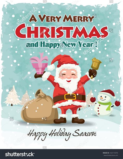 Vintage Christmas Poster Design Santa Claus Stock Vector Royalty Free