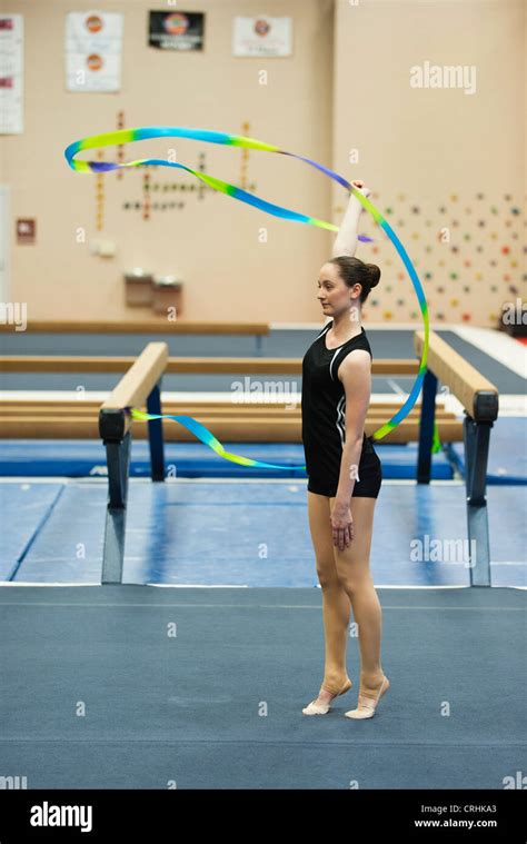 Teenage Girl Gymnast Practicing Rhythmic Gymnastics Stock Photo Alamy