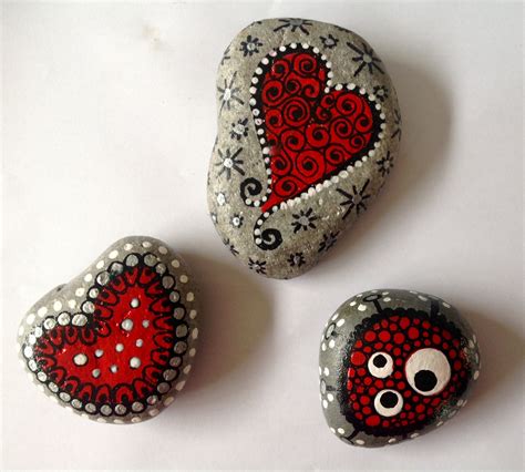 Red Collection Rock Painting Painted Rocks Stones Valentines