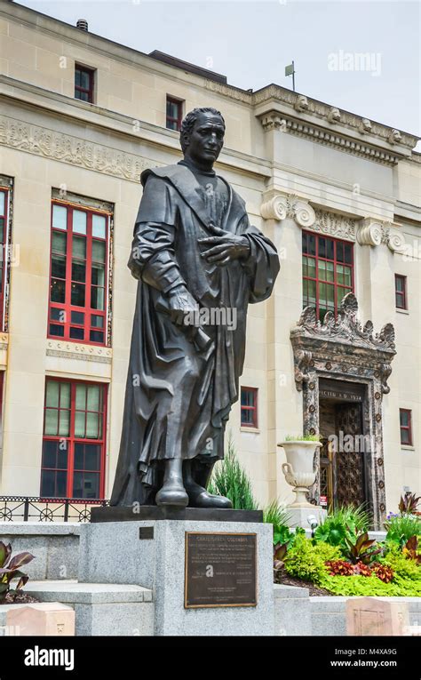 The 20 foot-tall bronze statue of Columbus in front of City Hall, by ...