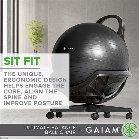 Gaiam Ultimate Balance Ball Chair With Swivel Base Premium Exercise