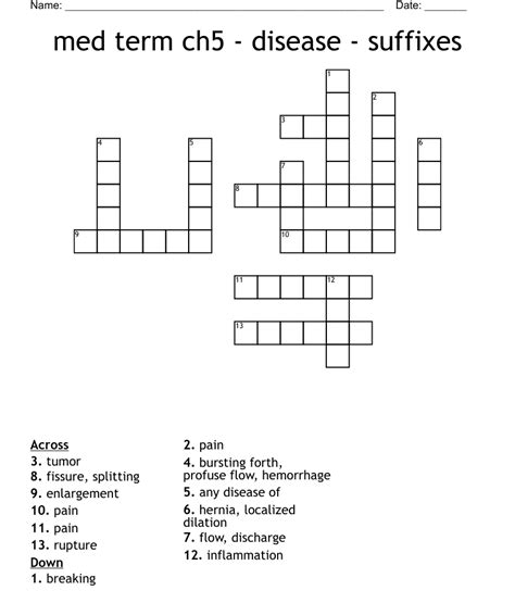 Med Term Ch Disease Suffixes Crossword Wordmint