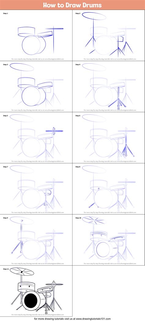 How To Draw Drums Musical Instruments Step By Step