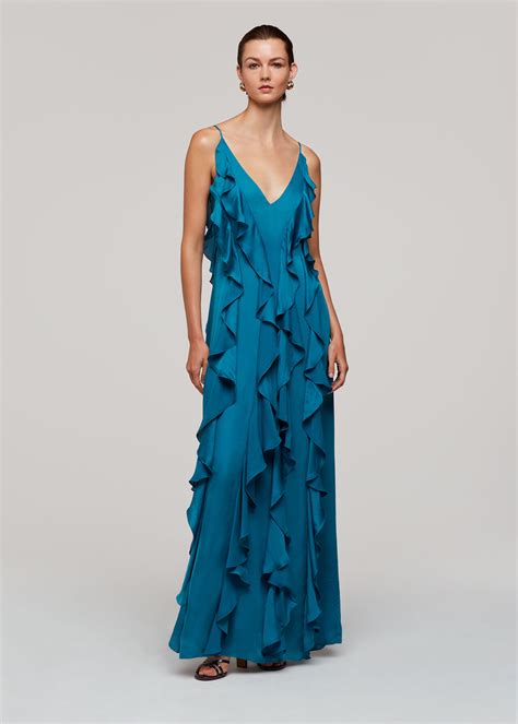 Blue Ruffle Maxi Dress | WHISTLES | Whistles UK