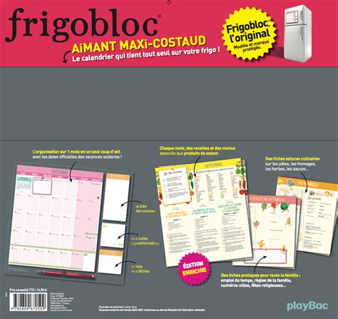 Frigobloc Mensuel Calendrier D Organisation Familiale Par Mois