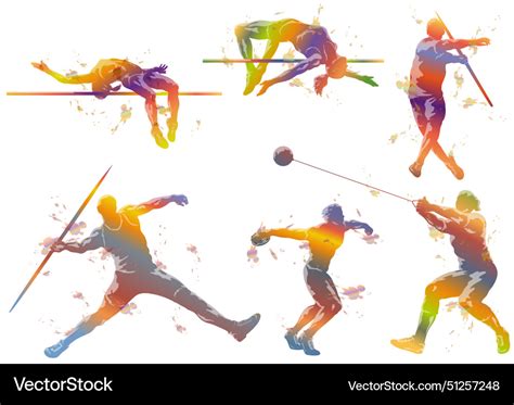 Track and field athletes silhouette set Royalty Free Vector