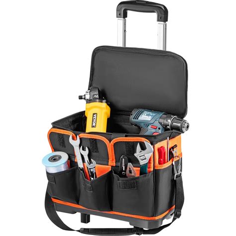 Vevor Vevor Tool Bag With Wheels Rolling Tote 14in Wheeled Storage Case And 17 Pockets