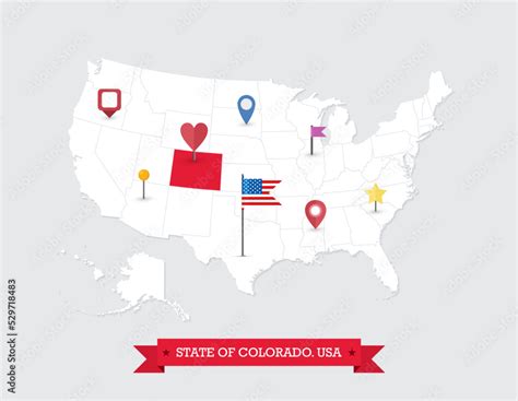 Colorado State map highlighted on USA map Stock Vector | Adobe Stock