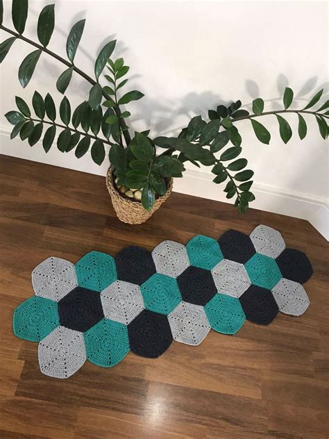 Tapete Hexagonal Feito em Crochê Elo7 Produtos Especiais