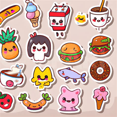 Cute Kawaii Food Stickers · Creative Fabrica