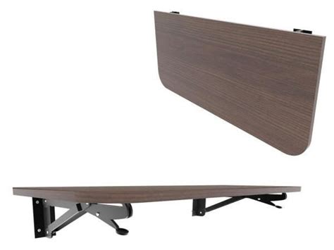 Mesa Dobrável Madeira Parede - Mesa Dobrável de Parede Madeira MDF Castanho 90x40cm Borda Redonda ...