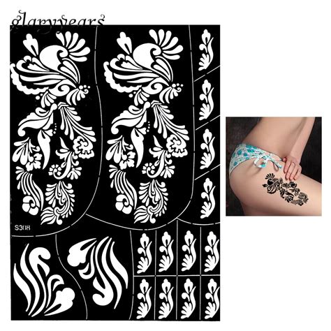 Aliexpress Buy 1 Piece Large Hollow Henna Tattoo Stencil Black