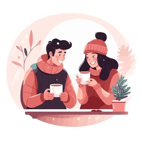 Premium Vector Drinking Hot Cocoa At Home Flat Color Vector