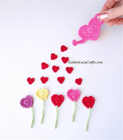 Ravelry Heart Flowers Garden Applique Pattern By Goldenlucycrafts