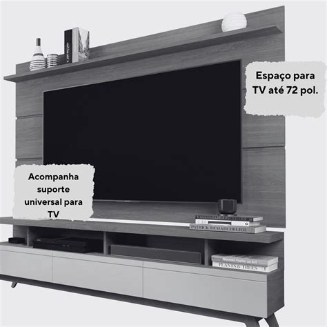 Rack Painel Sala Estar Vivare Wood 1 8 Tv 72 3 Gavetas Off White