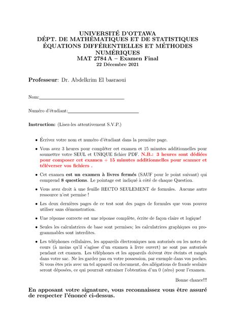 Final Fall 2021 1 UNIVERSIT E DOTTAWA D EPT DE MATH