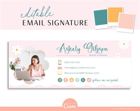 Daisy Email Signature Template Canva • Macarons And Mimosas