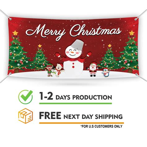 Merry Christmas Banner Outdoor 13oz Christmas Fence Banner - Etsy