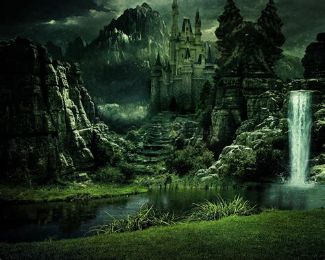 Download Mountain Landscape Waterfall Fantasy Castle Fantasy Landscape