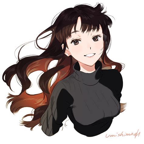 Safebooru 1girl Bangs Black Sweater Breasts Brown Eyes Brown Hair Cropped Arms Cropped Torso