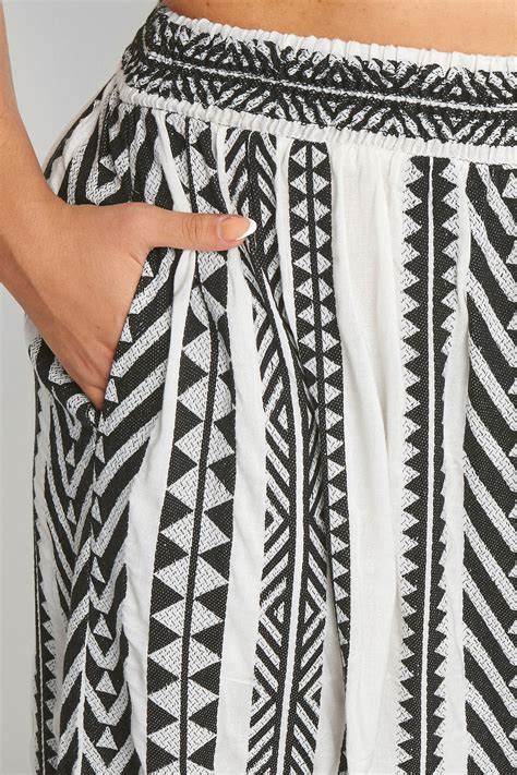 Yours Plus Size White Aztec Print Maxi Skirt Yours Clothing