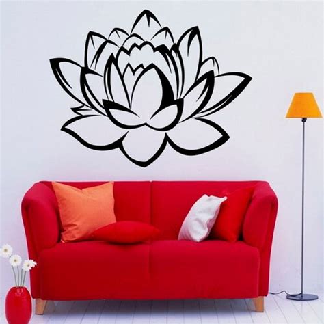 Lotus Wall Decal Yoga Vinyl Stickers Beautiful Flower Art Etsy